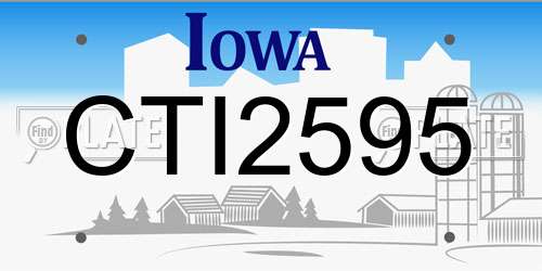 CTI2595 Iowa License Plate