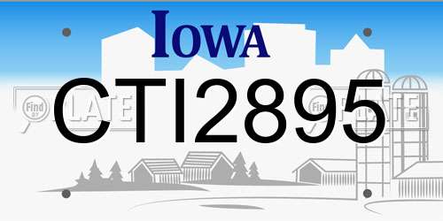 CTI2895 Iowa License Plate