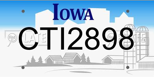 CTI2898 Iowa License Plate