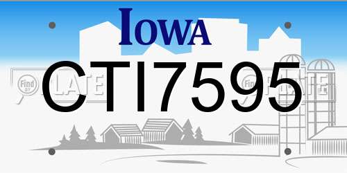 CTI7595 Iowa License Plate