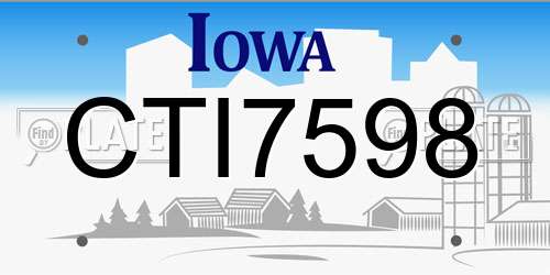 CTI7598 Iowa License Plate