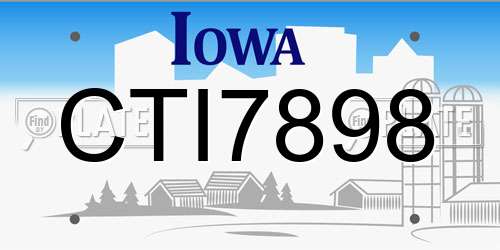 CTI7898 Iowa License Plate