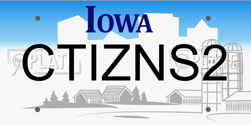 CTIZNS2 Iowa License Plate