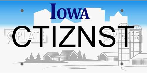 CTIZNST Iowa License Plate