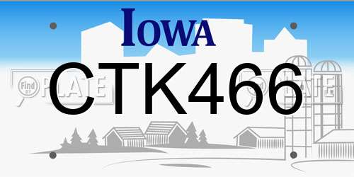 CTK466 Iowa License Plate