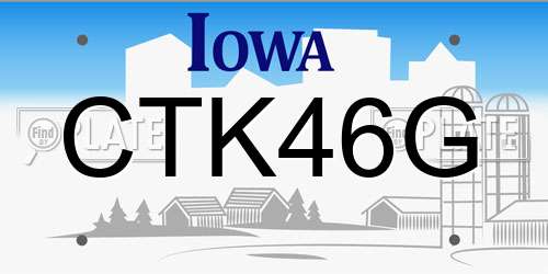 CTK46G Iowa License Plate