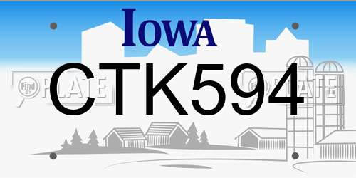 CTK594 Iowa License Plate
