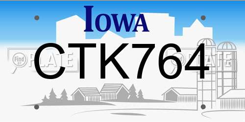 CTK764 Iowa License Plate