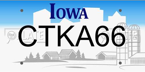 CTKA66 Iowa License Plate