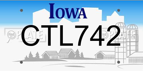 CTL742 Iowa License Plate