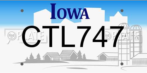 CTL747 Iowa License Plate