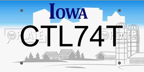 CTL74T Iowa License Plate