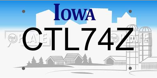 CTL74Z Iowa License Plate