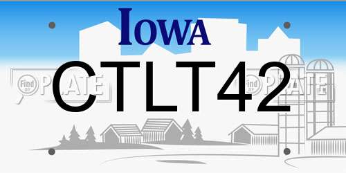 CTLT42 Iowa License Plate