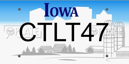 CTLT47 Iowa License Plate