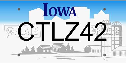 CTLZ42 Iowa License Plate