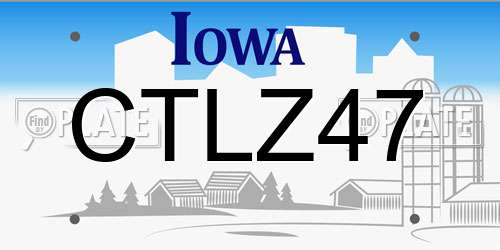 CTLZ47 Iowa License Plate