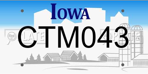CTM043 Iowa License Plate