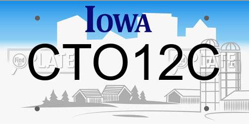 CTO12C Iowa License Plate