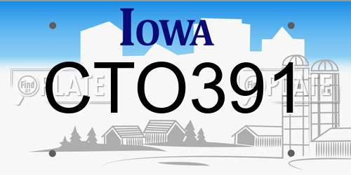 CTO391 Iowa License Plate