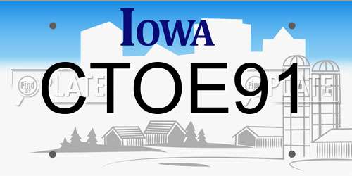 CTOE91 Iowa License Plate