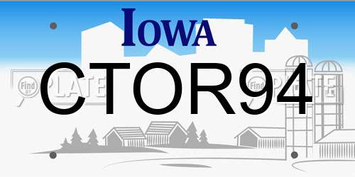 CTOR94 Iowa License Plate
