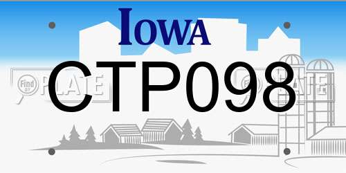 CTP098 Iowa License Plate