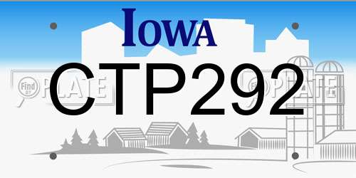 CTP292 Iowa License Plate
