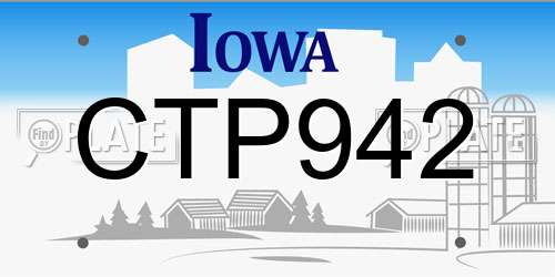 CTP942 Iowa License Plate