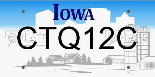 CTQ12C Iowa License Plate