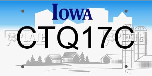 CTQ17C Iowa License Plate