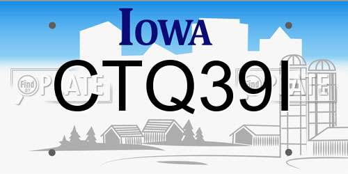 CTQ39I Iowa License Plate