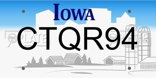 CTQR94 Iowa License Plate