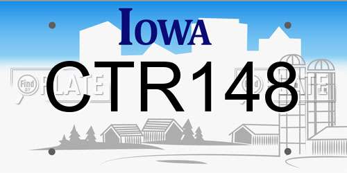 CTR148 Iowa License Plate