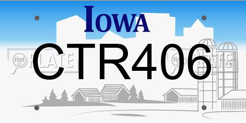 CTR406 Iowa License Plate