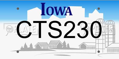 CTS230 Iowa License Plate