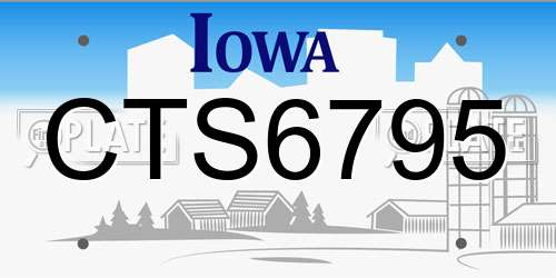 CTS6795 Iowa License Plate