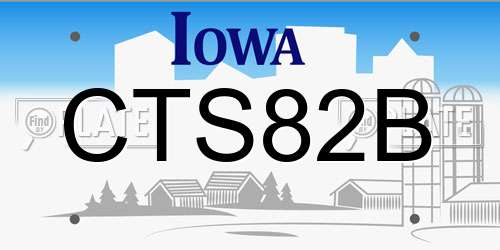 CTS82B Iowa License Plate