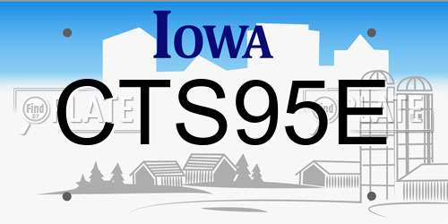 CTS95E Iowa License Plate