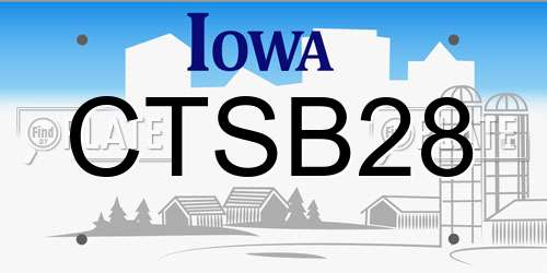 CTSB28 Iowa License Plate