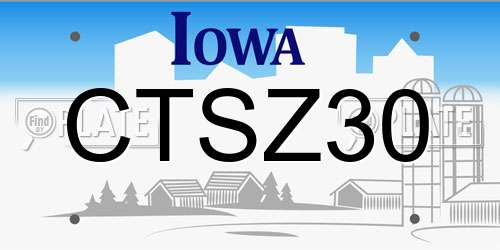 CTSZ30 Iowa License Plate