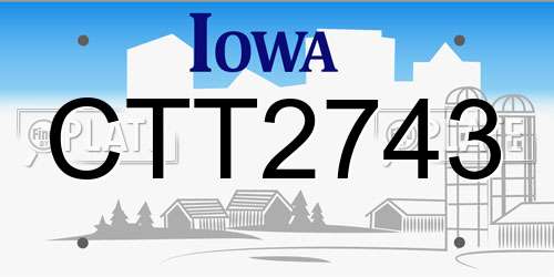 CTT2743 Iowa License Plate