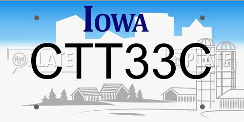 CTT33C Iowa License Plate