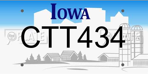 CTT434 Iowa License Plate