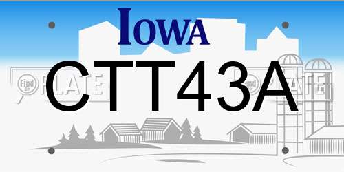CTT43A Iowa License Plate