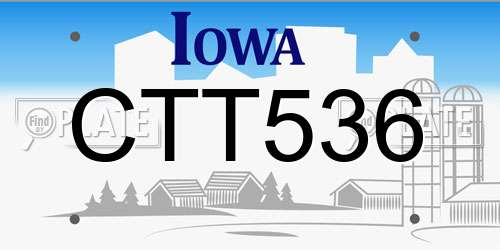 CTT536 Iowa License Plate