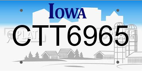 CTT6965 Iowa License Plate