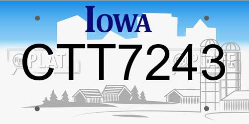 CTT7243 Iowa License Plate