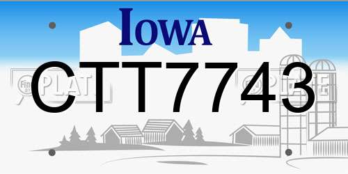 CTT7743 Iowa License Plate