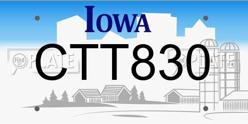 CTT830 Iowa License Plate